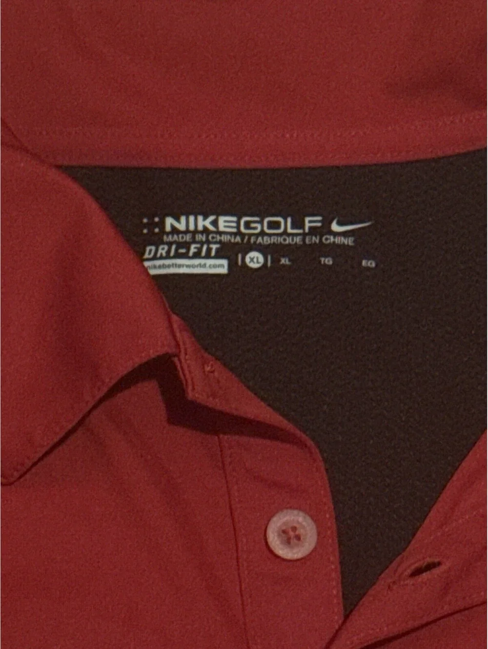 Nike Golf Dri-FIT Polo Shirt Mens XL Red Black Eagle Ribbon Crest